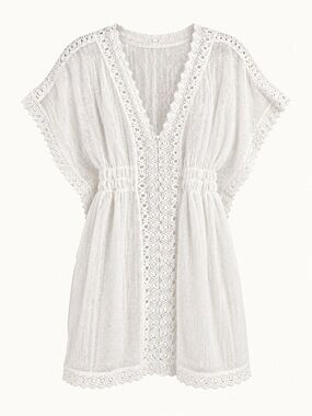 Seaspice XL White Crochet Cotton Beach Cover-Up Tunic